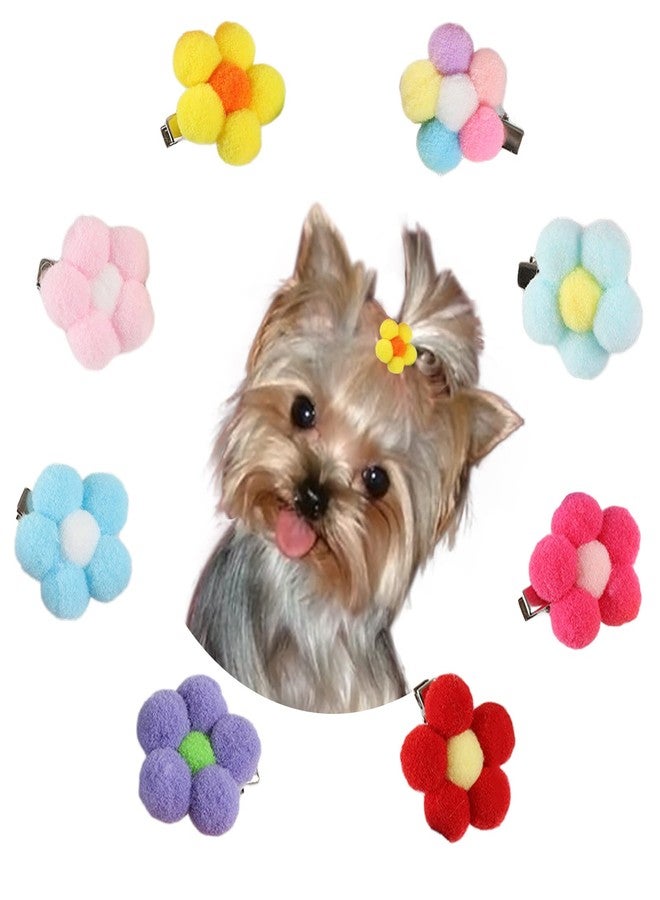 ZARSIO Small Dog Hair Clips Cute Dog Hair Bows Fur Ball Flower Girls Puppies Hair Barrettes Alligator Hair Clips Cat Puppy Party Birthday Grooming Hair Accessories - Image 1